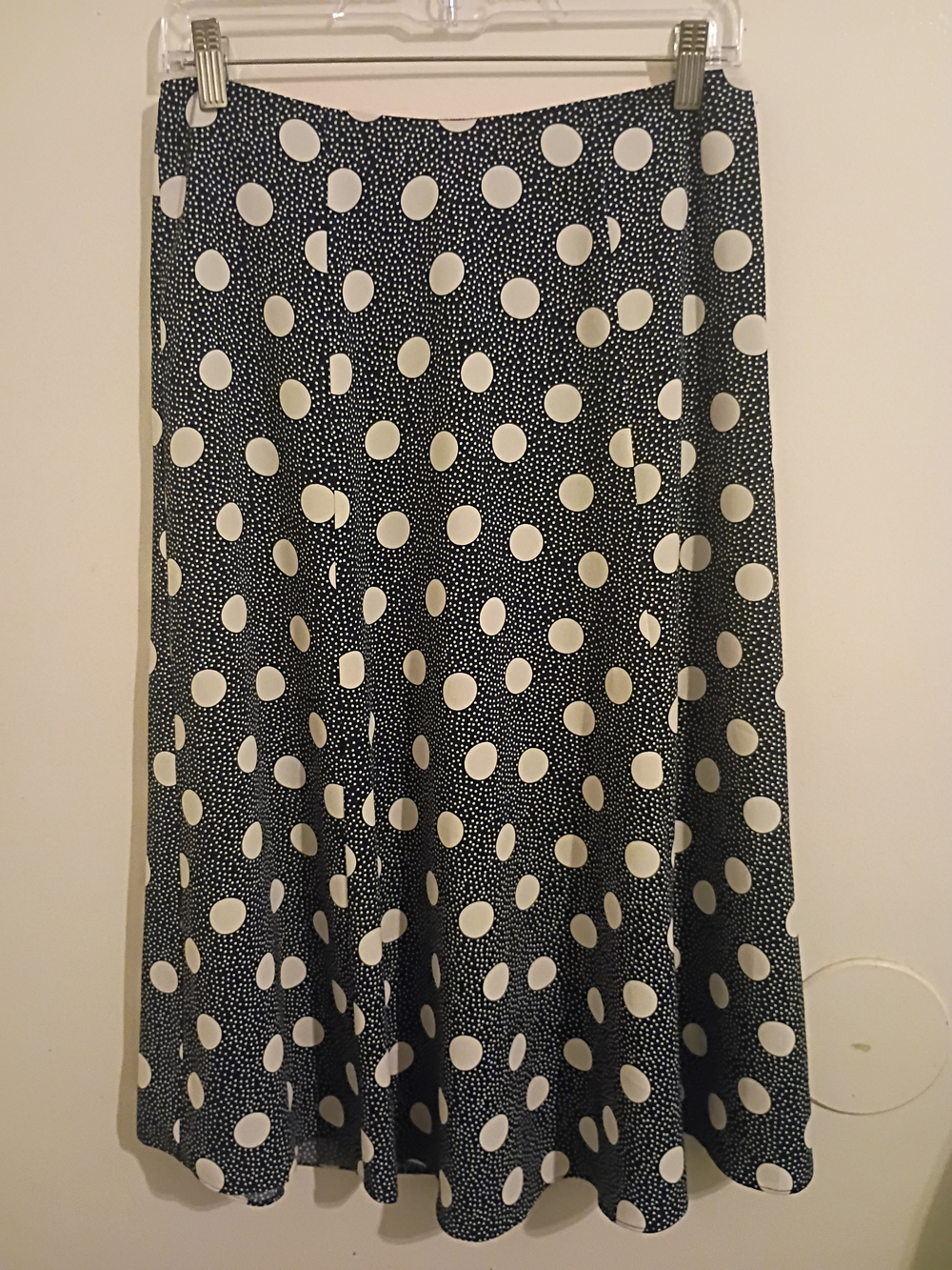 Boden Navy A-Line Skirt with White Polka Dots Sz 6